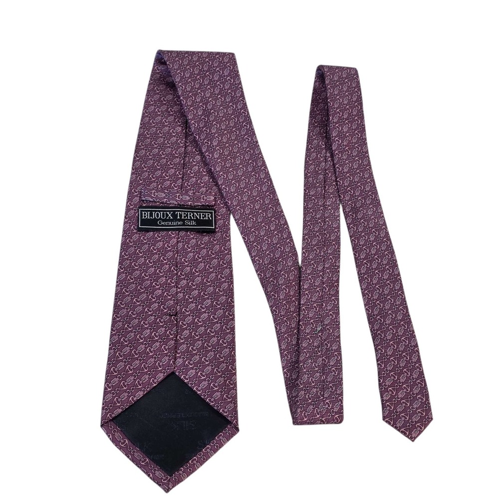 Bijoux Terner Men's Silk Tie‎ Patterned Pink Purple Hand Made Necktie Business